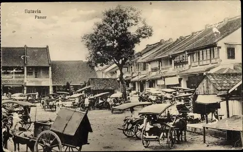 Ak Batavia Niederländisch Indien Indonesien, Passar