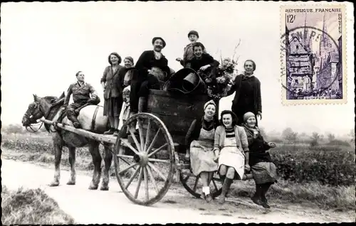 Ak En Bourgogne, Retour de vendanges, Weinlese, Fuhrwerk