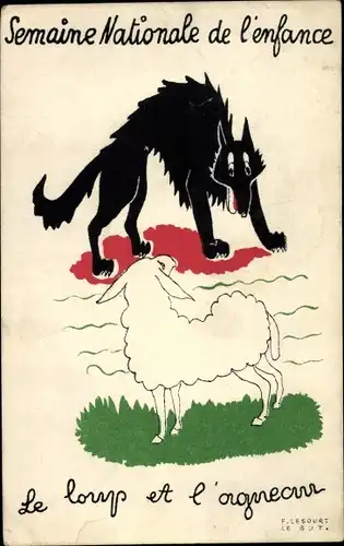 Künstler Ak Semaine Nationale de l'enfance, Le Loup et l'agneau