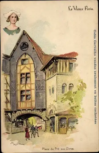 Künstler Litho Robida, Albert, Paris, Place du Pre aux Clercs