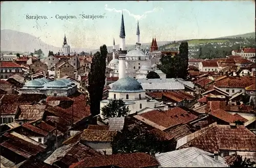 Ak Sarajevo Bosnien Herzegowina, Stadtansicht, Dächer, Moschee