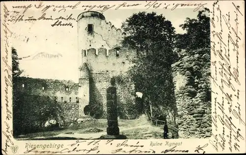 Ak Sobieszów Hermsdorf Kynast Riesengebirge Schlesien, Ruine Kynast, Burghof