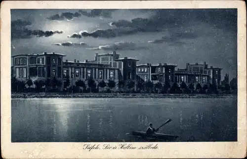 Ak Siofok Fock Ungarn, Hullam szalloda bei Nacht