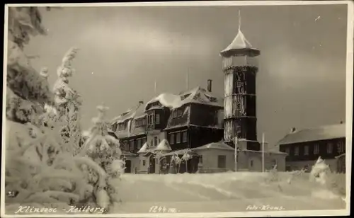 Ak Klínovec Keilberg Erzgebirge Region Karlsbad, Keilberghotel im Winter