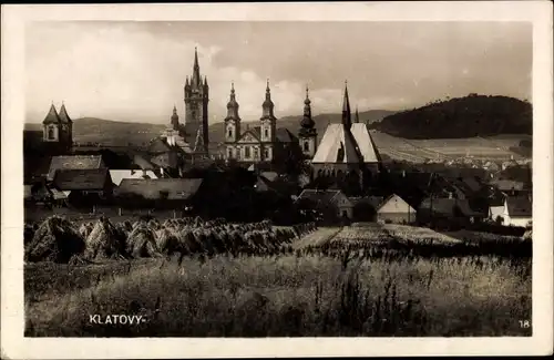 Ak Klatovy Klattau Region Pilsen, Panorama mit Jesuitenkirche der Jungfrau Maria