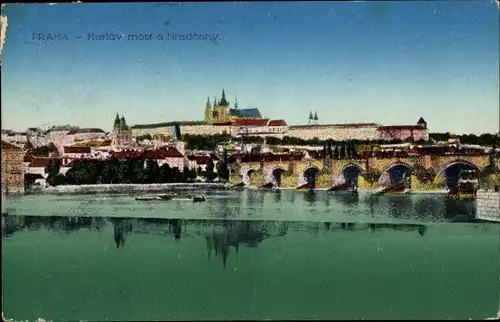 Ak Praha Prag Tschechien, Hradčany Hradschin, Karlsbrücke