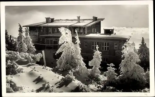 Ak Slezská Ostrava Polska Ostrave Polnisch Ostrau Schlesisch Ostrau Mährisch Schlesien, Haus, Winter