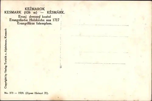 Ak Kežmarok Kesmark Slowakei, evangelische Holzkirche aus 1717