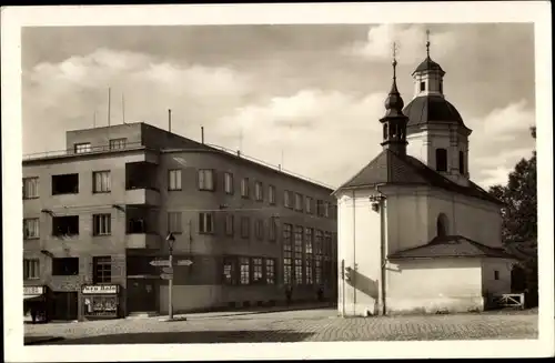 Ak Lipník nad Bečvou Leipnik Region Olmütz, Straßenpartie, Kirche