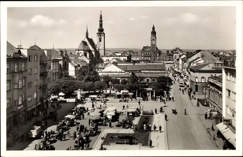 Ak Prostějov Proßnitz Region Olmütz, Marktplatz, Vogelschau