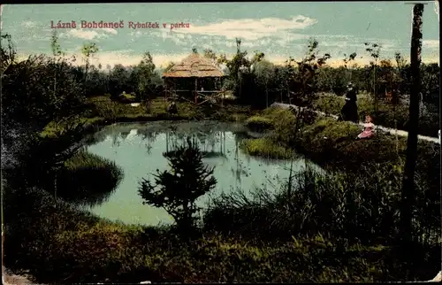 Ak Lázně Bohdaneč Bohdanetsch Pardubicky kraj Region Pardubice, Park mit See