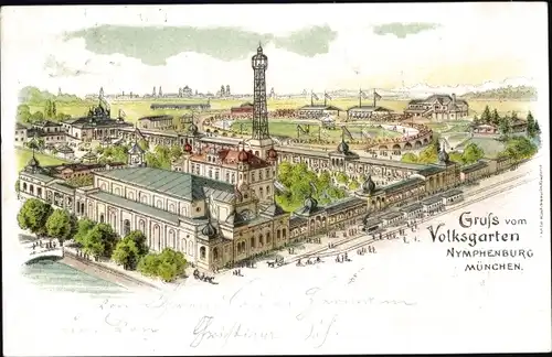 Litho München, Volksgarten Nymphenburg
