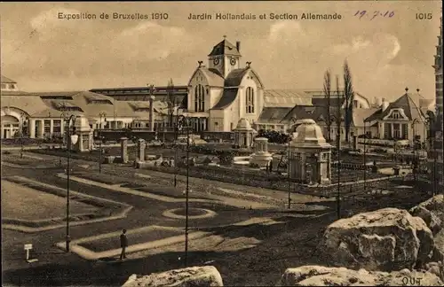Ak Bruxelles Brüssel, Exposition 1910, Jardin Hollandais et Section Allemande