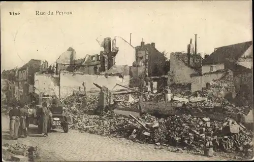 Ak Visé Wallonien Lüttich, Rue du Perron, Kriegszerstörung 1. WK