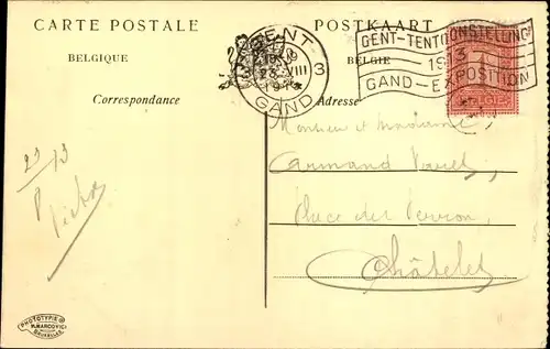 Ak Gand Gent Ostflandern, Exposition Internationale 1913, Cour d'Honneur
