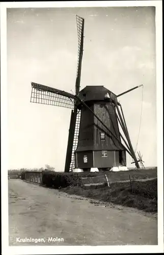 Ak Kruiningen Zeeland, Windmühle