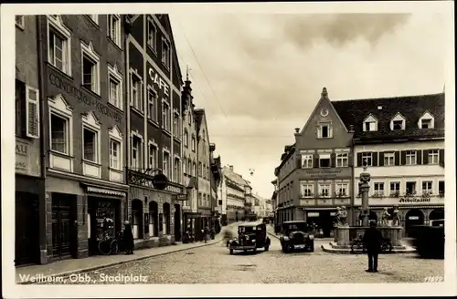 Ak Weilheim Oberbayern, Stadtplatz, Konditorei Krönner, Arbeitsamt