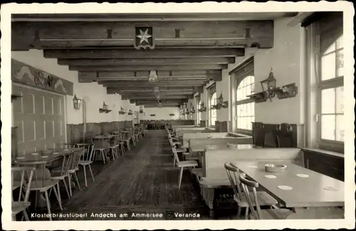 Ak Andechs am Ammersee Oberbayern, Klosterbräustüberl, Veranda