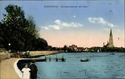 Ak Schleswig an der Schlei, Strandpromenade mit Dom