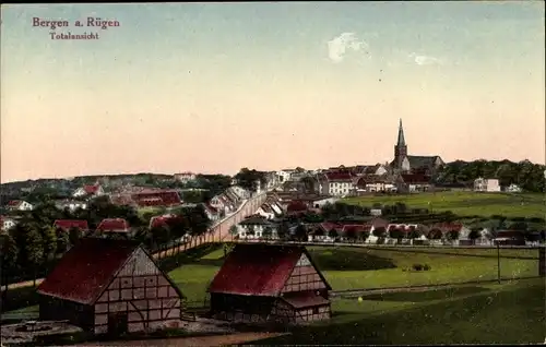 Ak Bergen auf der Insel Rügen, Totalansicht von Ort