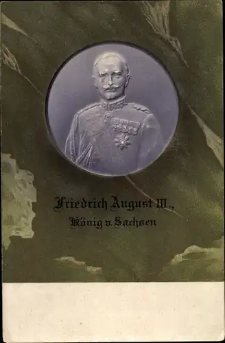 Präge Litho König Friedrich August III. von Sachsen, Portrait
