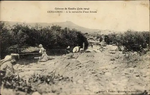 Ak Oued Grou Marokko, Colonne de Kenifra (Juin 1914), A la recherche d'une friture