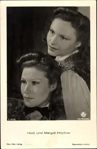 Ak Schauspielerinnen Hedi und Margot Höpfner, Portrait