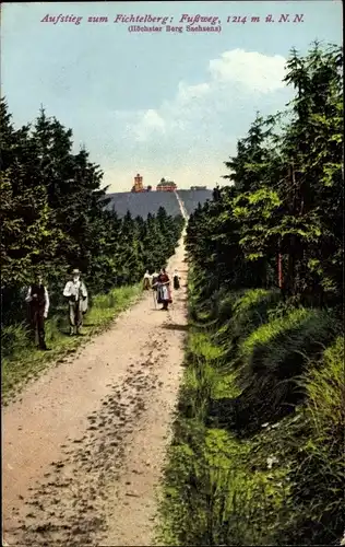 Ak Oberwiesenthal im Erzgebirge Sachsen, Aufstieg zum Fichtelberg, Fußweg