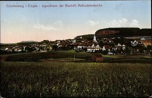 Ak Scheibenberg im Erzgebirge, Jugendheim der Bischöfl. Methodistenkirche, Panorama