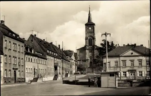 Ak Hartha in Sachsen, Markt, Kirche, Rathaus