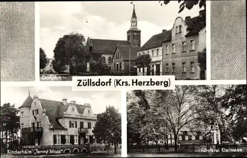 Ak Züllsdorf Herzberg Brandenburg, Dorfplatz, Kinderheim Jenny Marx, Försterei Kleinesee