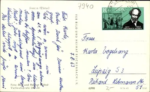 Ak Jessen an der Elster, Teilansicht, Kirchturm