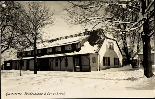 Ak Dresden Langebrück, Gaststätte Hofewiese, Außenansicht, Winter