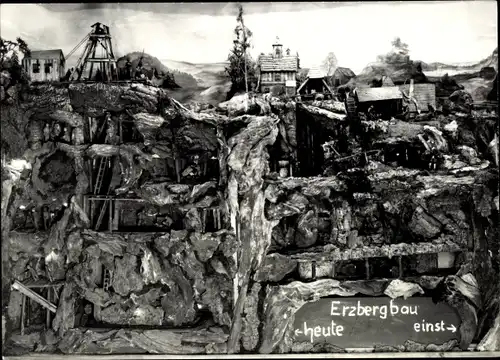 Foto Ak Erzgebirge, Modell, Erzbergbau heute und einst