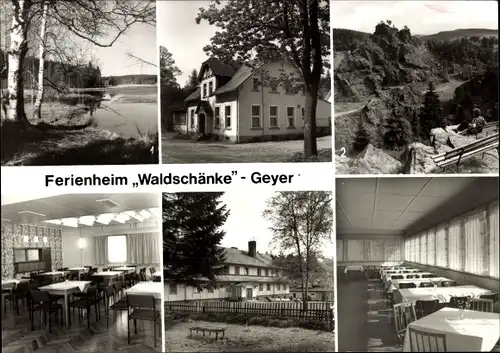 Ak Geyer im Erzgebirge Sachsen, Ferienheim Waldschänke, Elterlein, Am schwarzen Teich, Binge