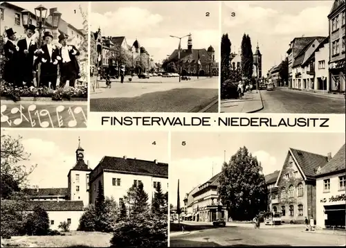 Ak Finsterwalde in der Niederlausitz, Sänger von Finsterwalde, Am Markt, Thälmannstraße, Schloss