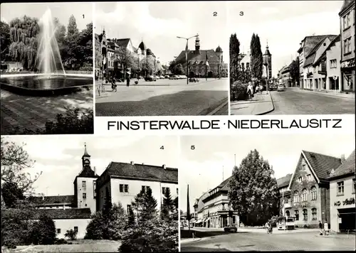 Ak Finsterwalde in der Niederlausitz, VNN-Denkmal, Am Markt, Thälmannstraße, Schloss, Postamt