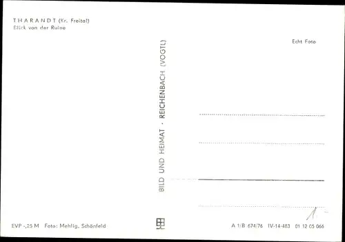 Ak Tharandt im Erzgebirge, Blick von der Ruine