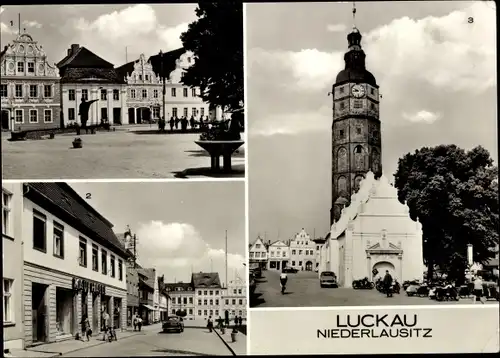Ak Luckau in der Niederlausitz, Marktplatz mit Karl-Liebknecht-Denkmal, Hauptstraße, Am Markt
