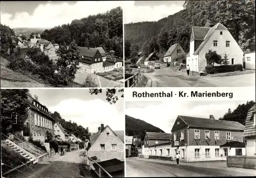 Ak Rothenthal Olbernhau im Erzgebirge, Straßenpartien, Teilansichten