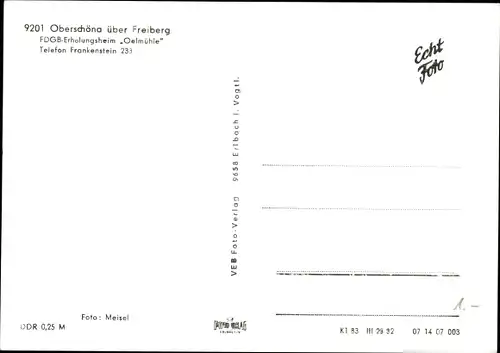 Ak Oberschöna in Sachsen, FDGB Erholungsheim Oelmühle