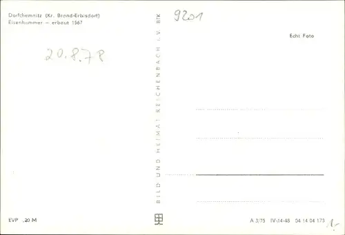 Ak Dorfchemnitz in Sachsen, Gaststätte Eisenhammer