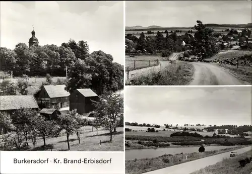 Ak Burkersdorf Frauenstein im Erzgebirge, Panorama, Ortspartie