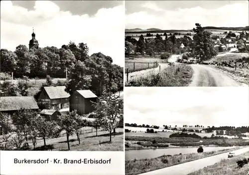 Ak Burkersdorf Frauenstein im Erzgebirge, Panorama, Ortspartie