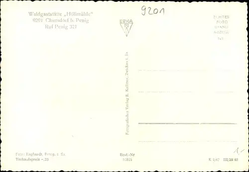 Ak Chursdorf Penig in Sachsen, Waldgaststätte Höllmühle