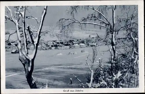 Ak Zöblitz Marienberg im Erzgebirge, Panorama, Winteransicht