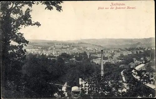 Ak Zschopau im Erzgebirge Sachsen, Blick von der Bodemer Kanzel