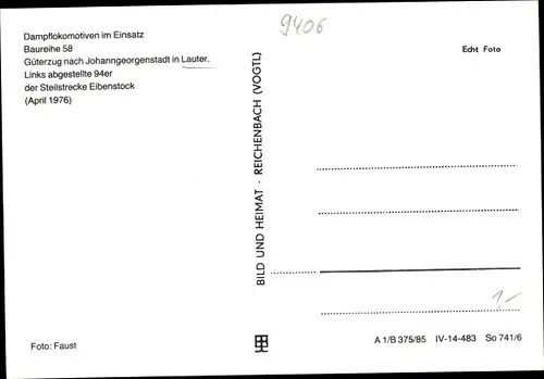 Ak Lauter Bernsbach im Erzgebirge Sachsen, Güterzug nach Johanngeorgenstadt, Lok Baureihe 58, 94er