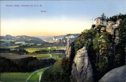 Ak Hohnstein Sächsische Schweiz, Brand, Elbtal