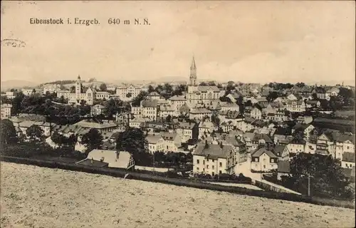 Ak Eibenstock Erzgebirge, Ortsansicht mit Kirche